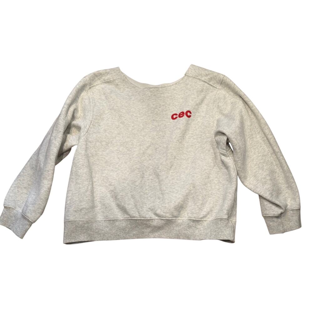 ChanceChance CEC Light Gray Fleece Sweatshirt Korea Womens M / L * Raw Edge Neck